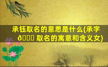 承钰取名的意思是什么(承字 🐟 取名的寓意和含义女)